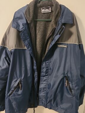 Quiksilver Men's Blue and Gray Windbreaker Snoeboarding Ski Coat/jacket
